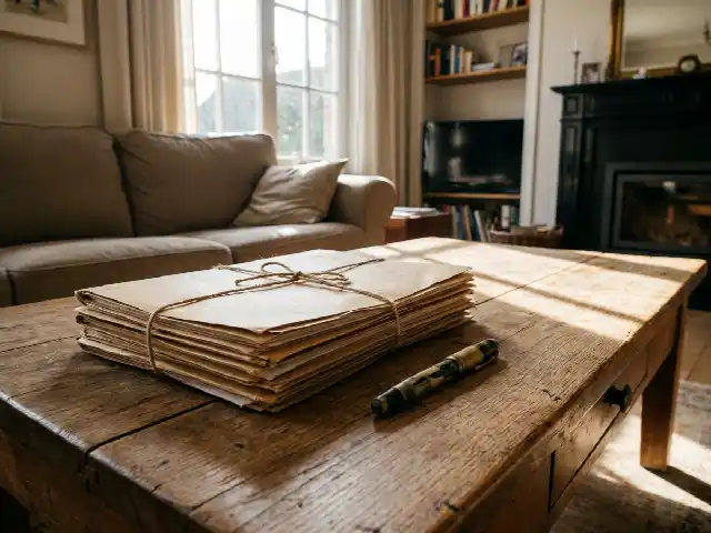 Dossiers rangés sur une table de salon
